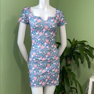 Floral Blue and Pink Dress
